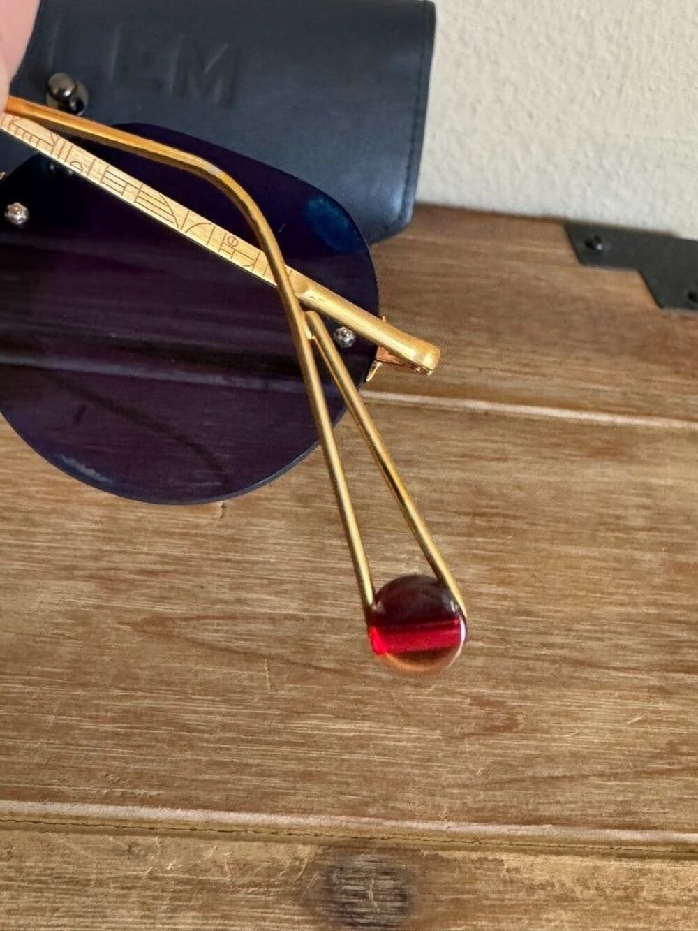 AHLEM Made In France Place Rodin Rose Gold Rimless Blue Tint Sunglasses W/ Case - Picture 5 of 12